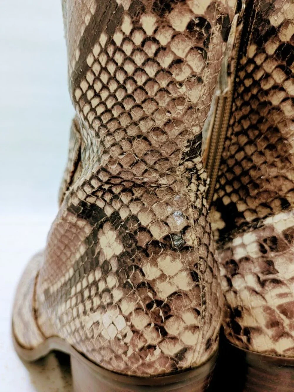 Steve Madden Rewind Snakeskin Ankle Booties Block Heel Women's 6 REWI01S1